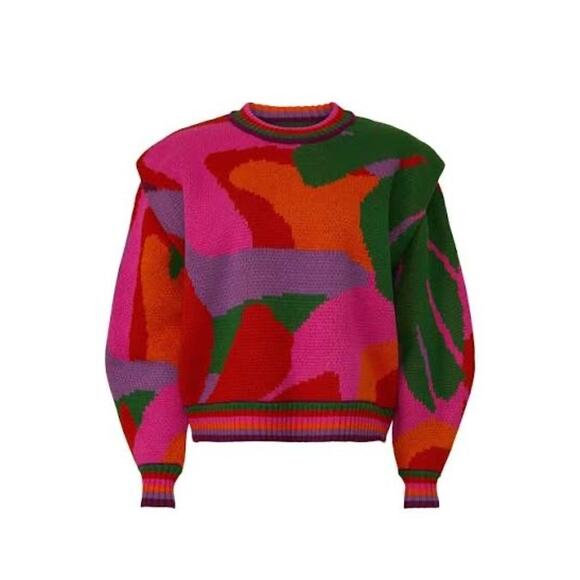 FARM Rio Abstract Scarf Sweater Size Large - Picture 9 of 9